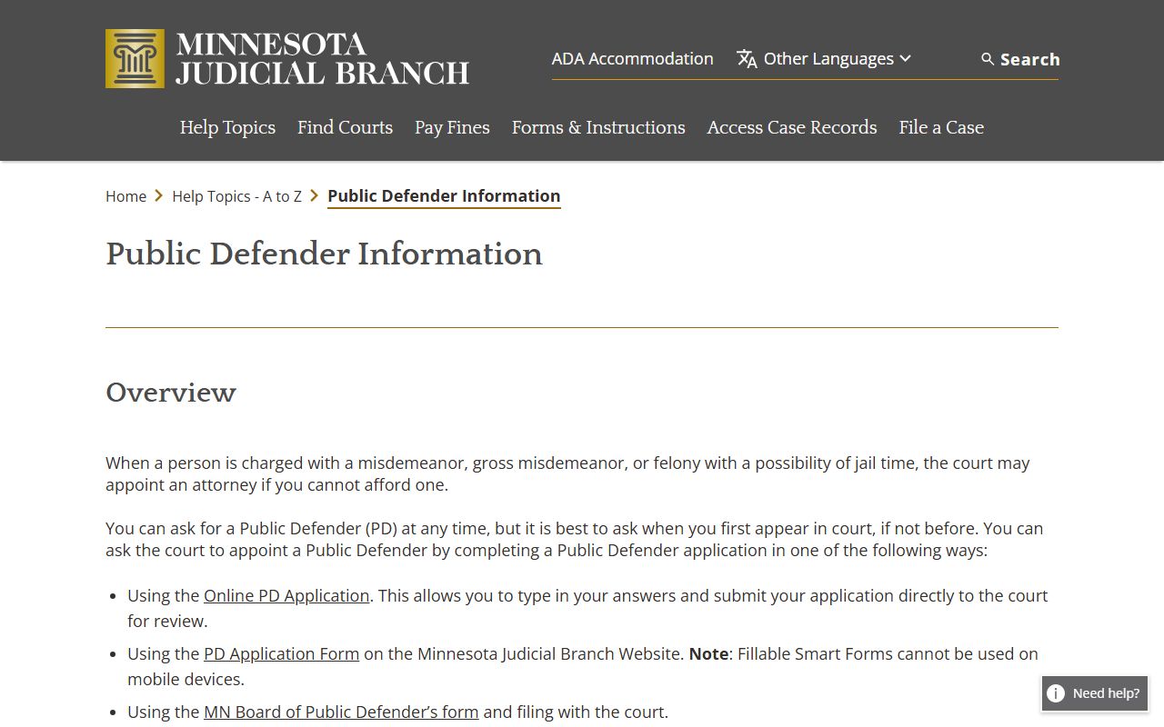 Chippewa County criminal court records public defender guidance