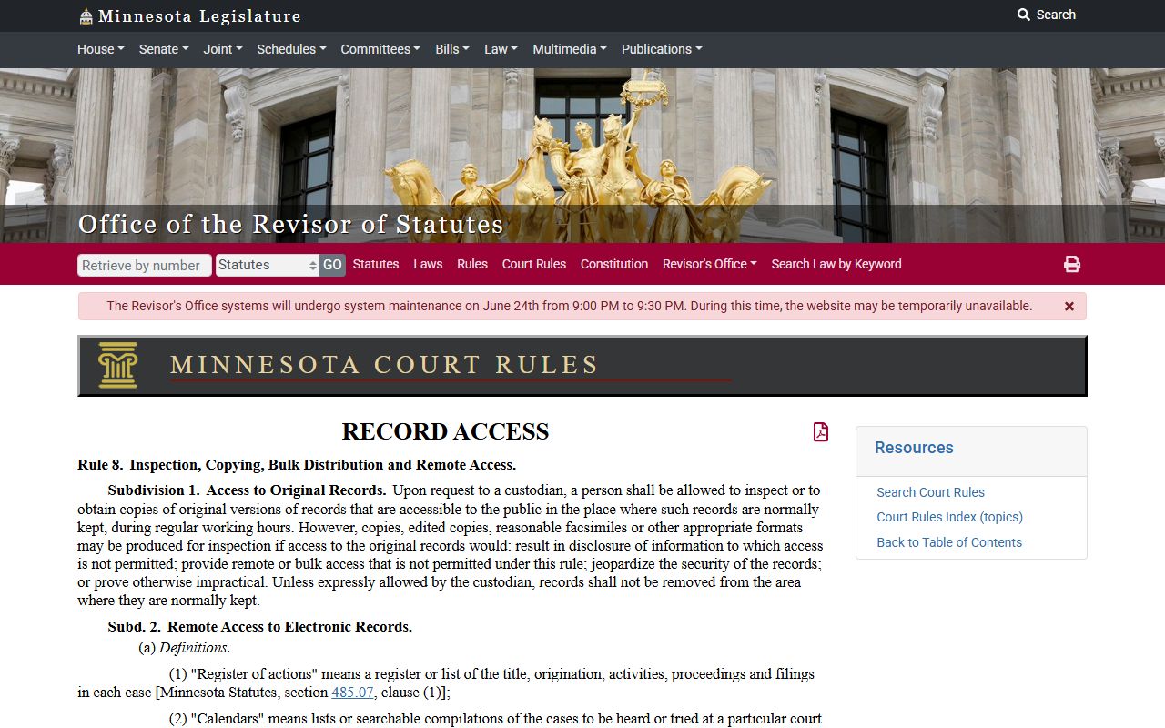 Chippewa County inmate records Rule 8 access limits
