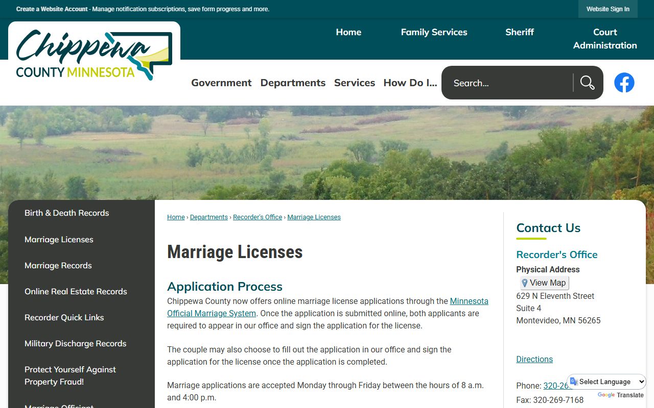 Chippewa County marriage records marriage license application process