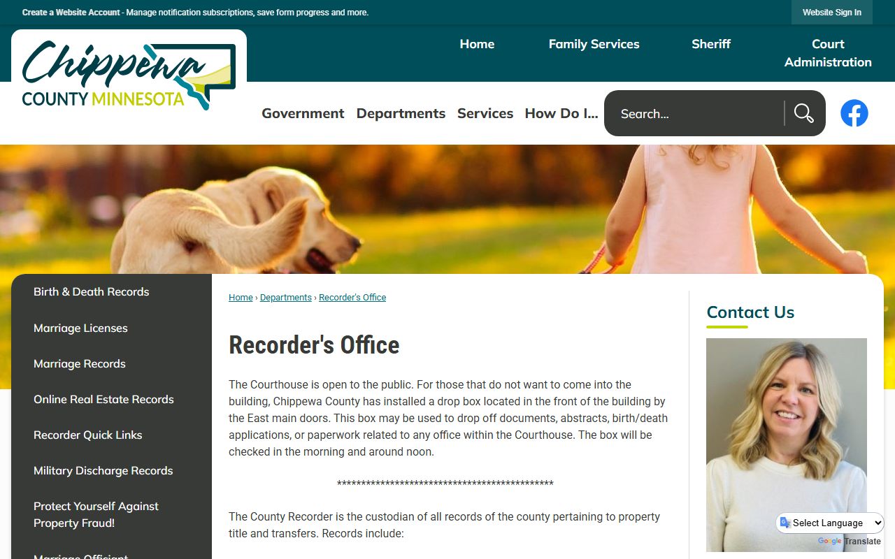 Chippewa County marriage divorce records Recorder page and drop box