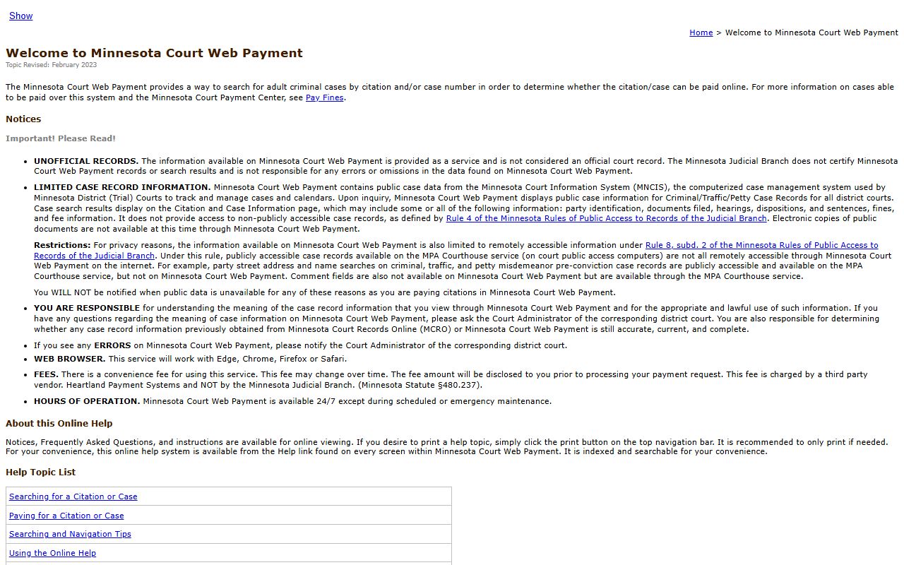 Chippewa County traffic court records web payment help